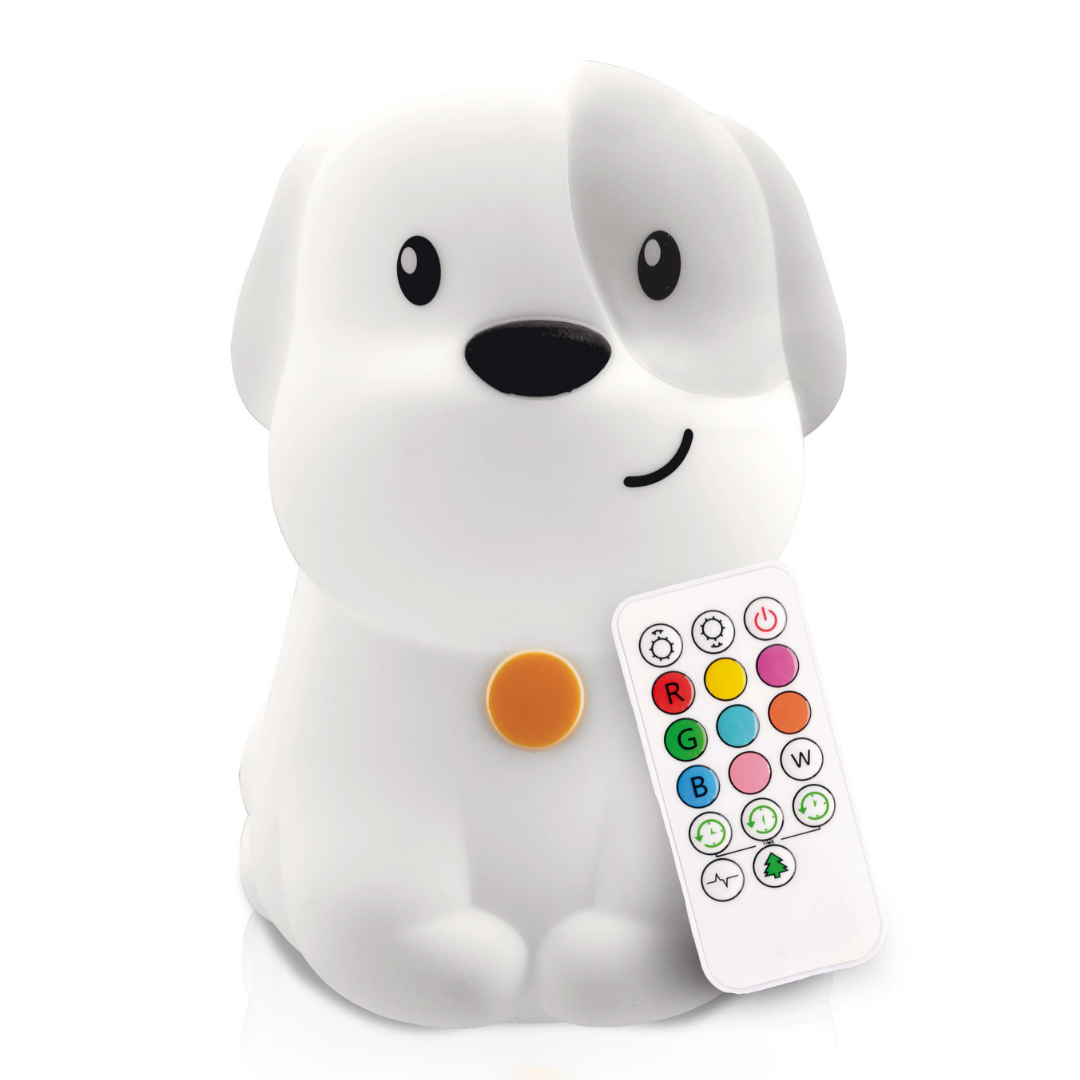 Pepper the Puppy LumiPet, a soft silicone dog-shaped night light with remote