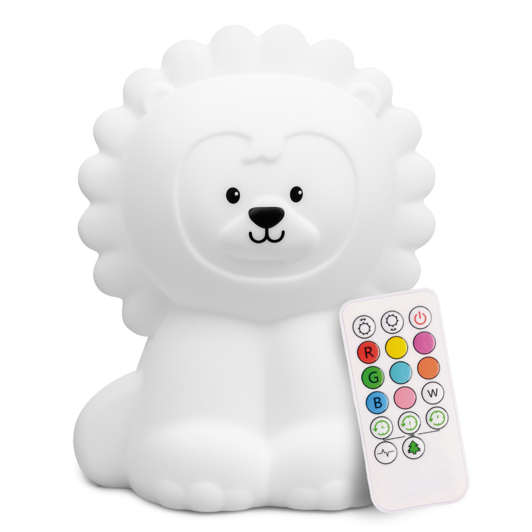 Luther the Lion LumiPet, a soft silicone lion-shaped touch night light